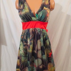 Eva Franco Anthropologie green mosaic dress sz 4
